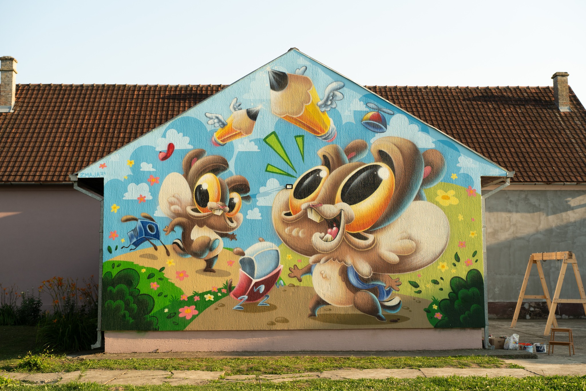 Read more about the article ОСЛИКАВАЊЕ МУРАЛА НА ЗИДУ ГЛАВНЕ ШКОЛСКЕ ЗГРАДЕ